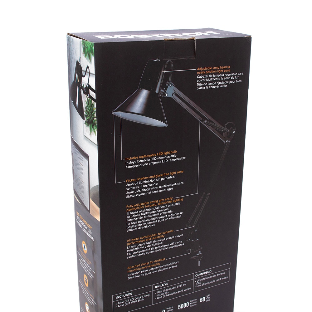 Black, Lighting/Flashlight, Art & School, Bostitch, LED, Swing Arm, Desk Lamp, 836288